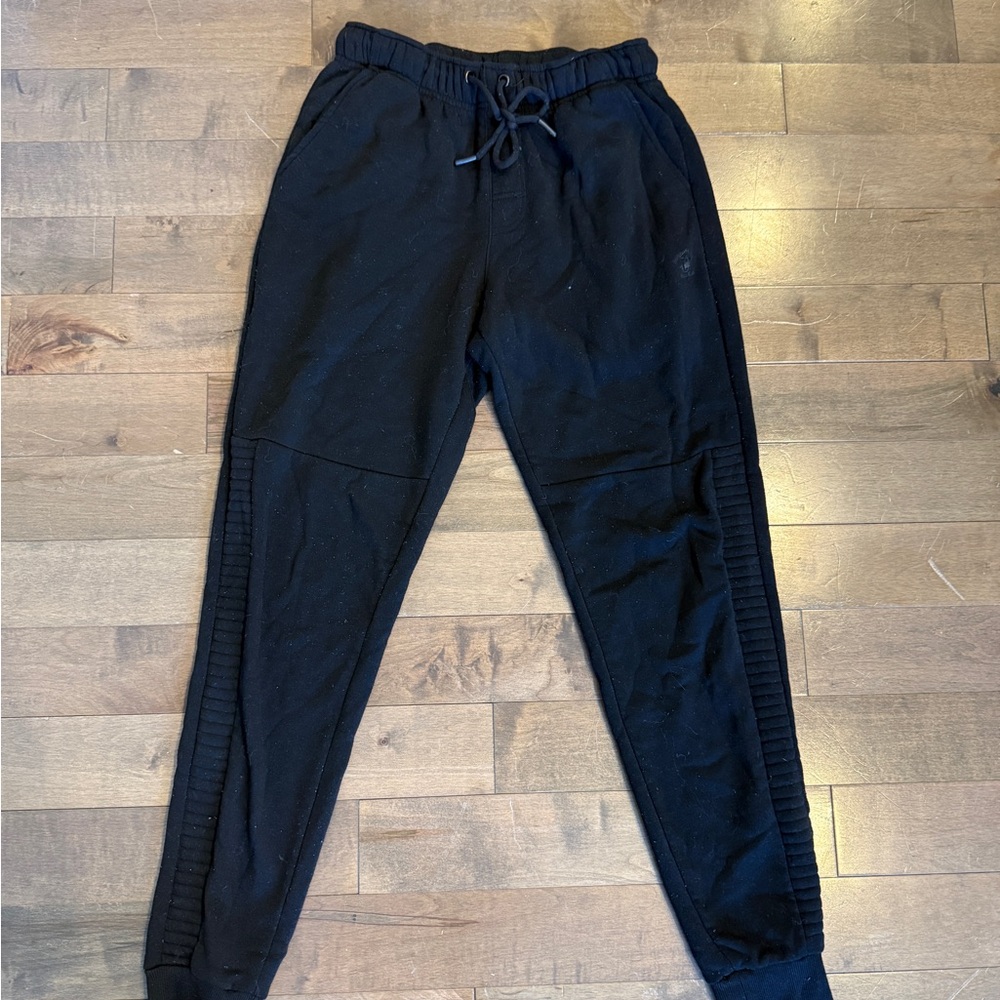 Beverly Hills Polo Club Black Ribbed-Trim Jogger Sweatpants